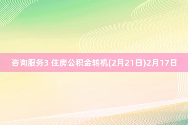 咨询服务3 住房公积金转机(2月21日)2月17日