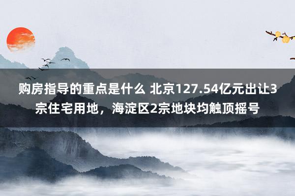 购房指导的重点是什么 北京127.54亿元出让3宗住宅用地，海淀区2宗地块均触顶摇号