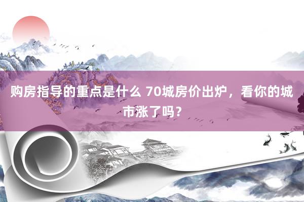 购房指导的重点是什么 70城房价出炉，看你的城市涨了吗？