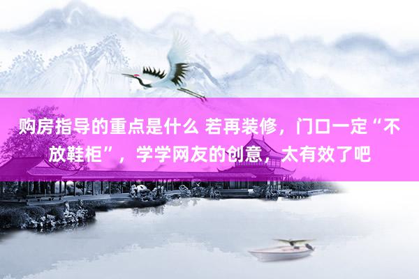 购房指导的重点是什么 若再装修，门口一定“不放鞋柜”，学学网友的创意，太有效了吧