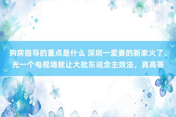 购房指导的重点是什么 深圳一爱妻的新家火了，光一个电视墙就让大批东说念主效法，真高等