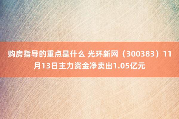 购房指导的重点是什么 光环新网（300383）11月13日主力资金净卖出1.05亿元