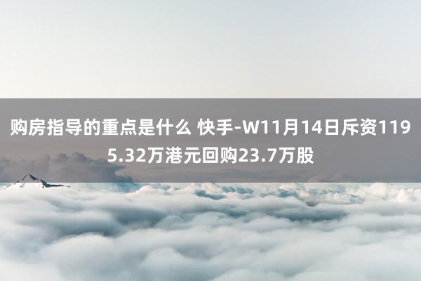 购房指导的重点是什么 快手-W11月14日斥资1195.32万港元回购23.7万股