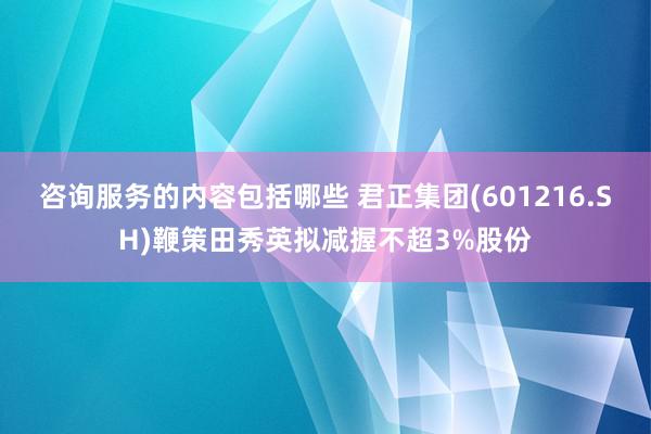 咨询服务的内容包括哪些 君正集团(601216.SH)鞭策田秀英拟减握不超3%股份