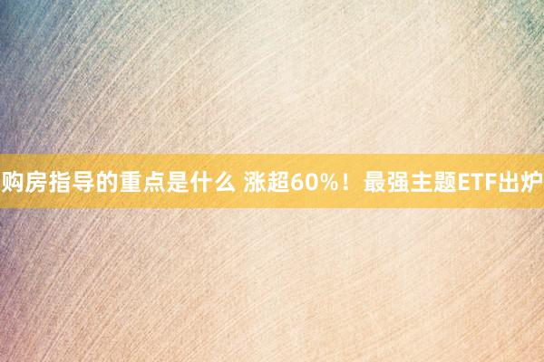 购房指导的重点是什么 涨超60%！最强主题ETF出炉