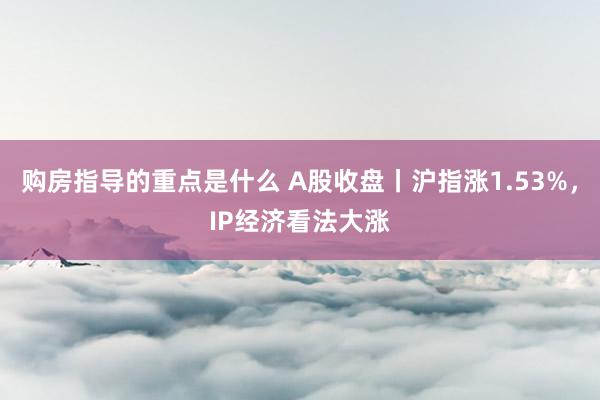 购房指导的重点是什么 A股收盘丨沪指涨1.53%，IP经济看法大涨