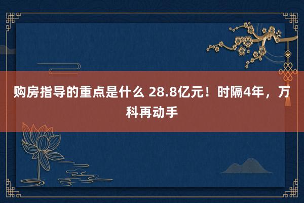 购房指导的重点是什么 28.8亿元！时隔4年，万科再动手