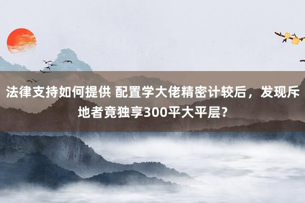 法律支持如何提供 配置学大佬精密计较后，发现斥地者竟独享300平大平层？