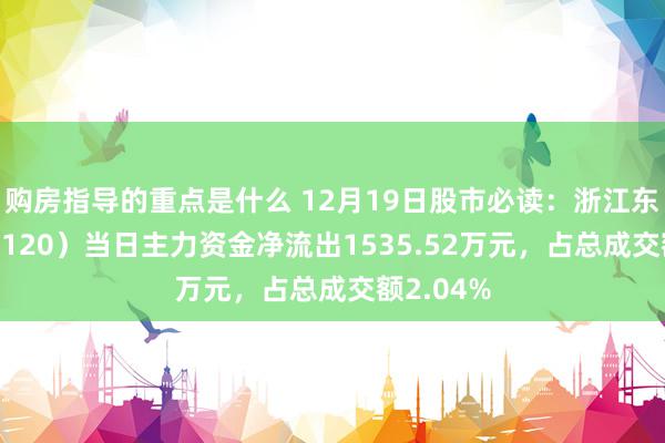 购房指导的重点是什么 12月19日股市必读：浙江东方（600120）当日主力资金净流出1535.52万元，占总成交额2.04%