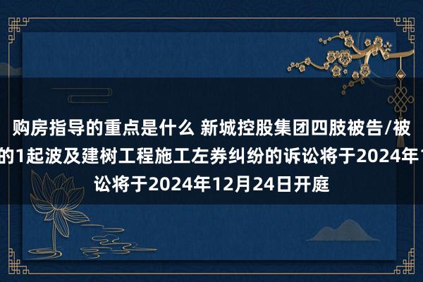 购房指导的重点是什么 新城控股集团四肢被告/被上诉东说念主的1起波及建树工程施工左券纠纷的诉讼将于2024年12月24日开庭