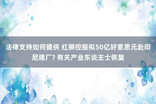 法律支持如何提供 红狮控股拟50亿好意思元赴印尼建厂? 有关产业东谈主士恢复