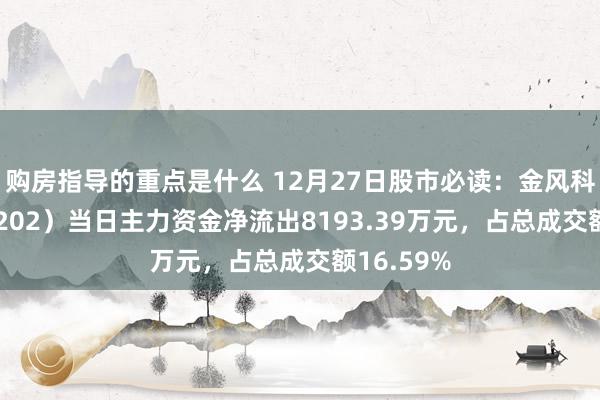 购房指导的重点是什么 12月27日股市必读：金风科技（002202）当日主力资金净流出8193.39万元，占总成交额16.59%