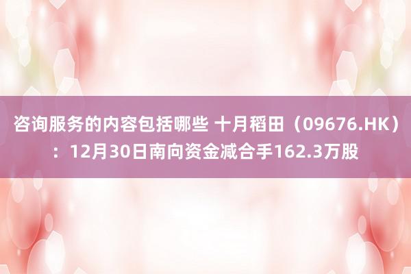 咨询服务的内容包括哪些 十月稻田（09676.HK）：12月30日南向资金减合手162.3万股