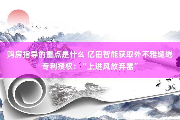 购房指导的重点是什么 亿田智能获取外不雅缱绻专利授权：“上进风放弃器”