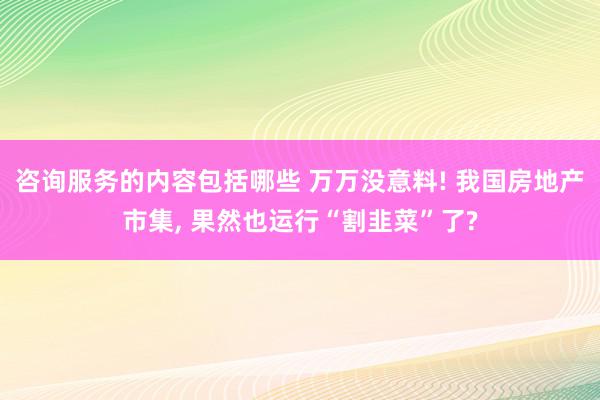 咨询服务的内容包括哪些 万万没意料! 我国房地产市集, 果然也运行“割韭菜”了?