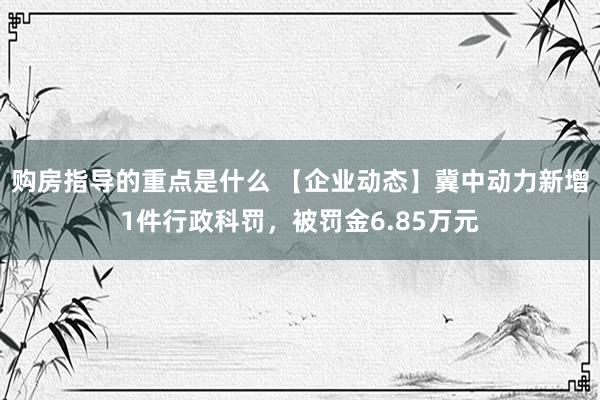 购房指导的重点是什么 【企业动态】冀中动力新增1件行政科罚，被罚金6.85万元