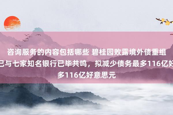 咨询服务的内容包括哪些 碧桂园败露境外债重组施展：已与七家知名银行已毕共鸣，拟减少债务最多116亿好意思元