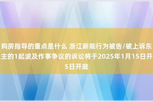 购房指导的重点是什么 浙江新能行为被告/被上诉东谈主的1起波及作事争议的诉讼将于2025年1月15日开庭