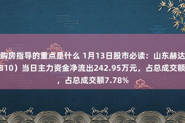 购房指导的重点是什么 1月13日股市必读：山东赫达（002810）当日主力资金净流出242.95万元，占总成交额7.78%