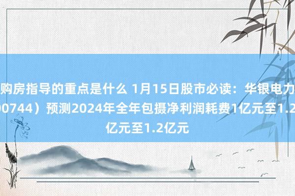 购房指导的重点是什么 1月15日股市必读：华银电力（600744）预测2024年全年包摄净利润耗费1亿元至1.2亿元