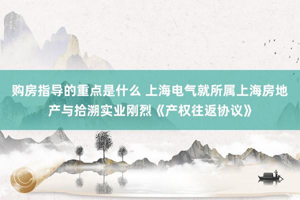 购房指导的重点是什么 上海电气就所属上海房地产与拾溯实业刚烈《产权往返协议》