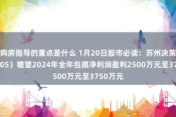 购房指导的重点是什么 1月20日股市必读：苏州决策（301505）瞻望2024年全年包摄净利润盈利2500万元至3750万元