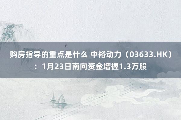 购房指导的重点是什么 中裕动力（03633.HK）：1月23日南向资金增握1.3万股