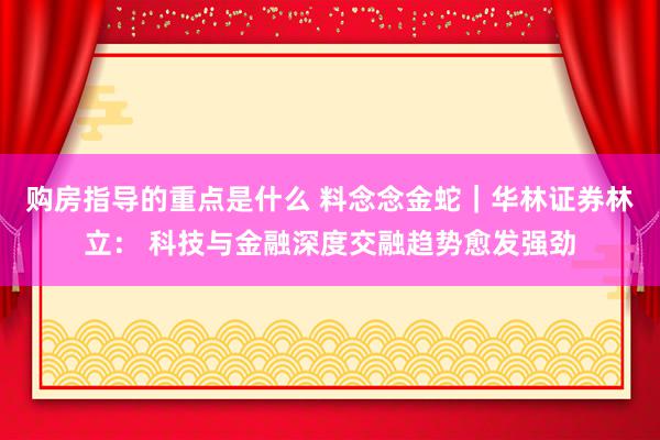 购房指导的重点是什么 料念念金蛇｜华林证券林立： 科技与金融深度交融趋势愈发强劲