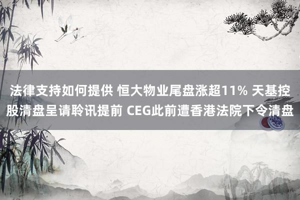 法律支持如何提供 恒大物业尾盘涨超11% 天基控股清盘呈请聆讯提前 CEG此前遭香港法院下令清盘