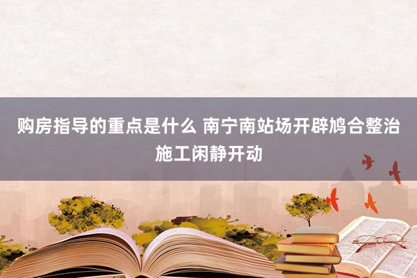 购房指导的重点是什么 南宁南站场开辟鸠合整治施工闲静开动