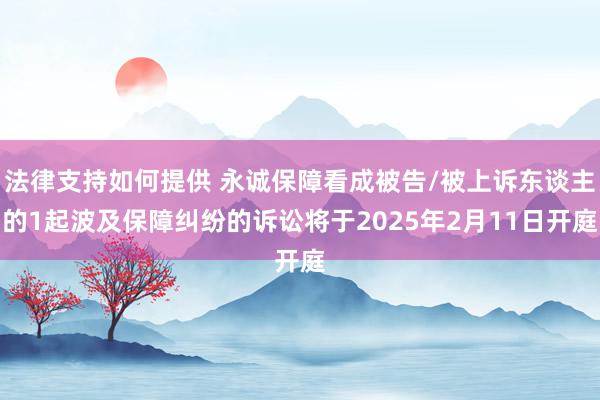 法律支持如何提供 永诚保障看成被告/被上诉东谈主的1起波及保障纠纷的诉讼将于2025年2月11日开庭