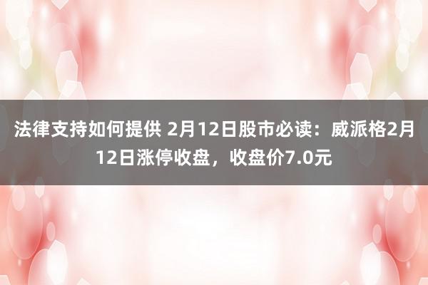 法律支持如何提供 2月12日股市必读：威派格2月12日涨停收盘，收盘价7.0元