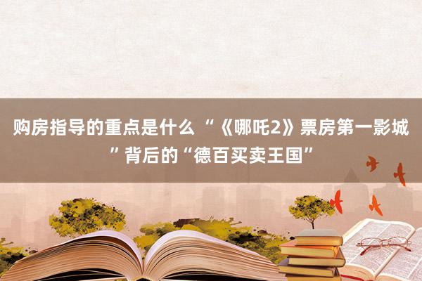 购房指导的重点是什么 “《哪吒2》票房第一影城”背后的“德百买卖王国”