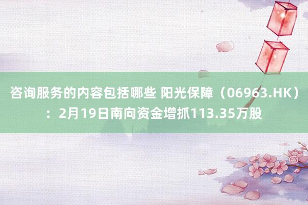 咨询服务的内容包括哪些 阳光保障（06963.HK）：2月19日南向资金增抓113.35万股