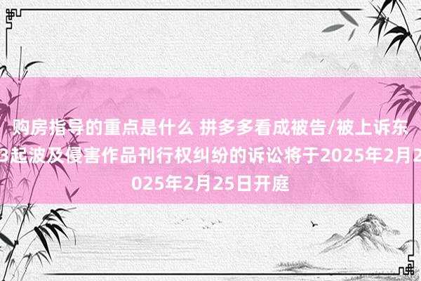 购房指导的重点是什么 拼多多看成被告/被上诉东谈主的33起波及侵害作品刊行权纠纷的诉讼将于2025年2月25日开庭