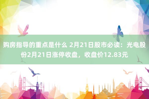 购房指导的重点是什么 2月21日股市必读：光电股份2月21日涨停收盘，收盘价12.83元