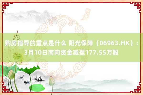 购房指导的重点是什么 阳光保障（06963.HK）：3月10日南向资金减捏177.55万股